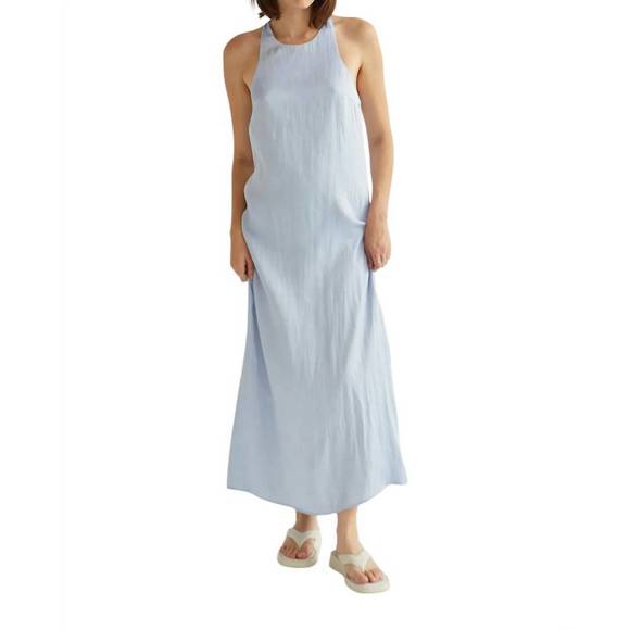 NEW CRESCENT davina back twist satin dress in light blue - Picture 1 of 3